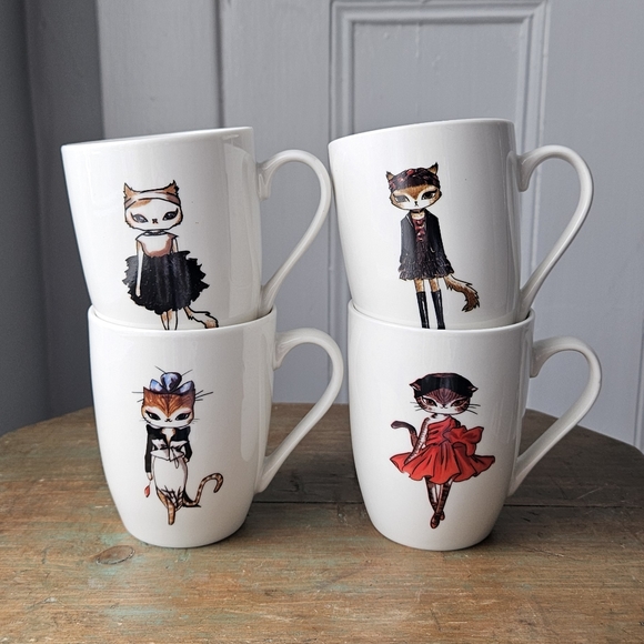 Set of 4 Cat Mugs - Picture 6 of 9